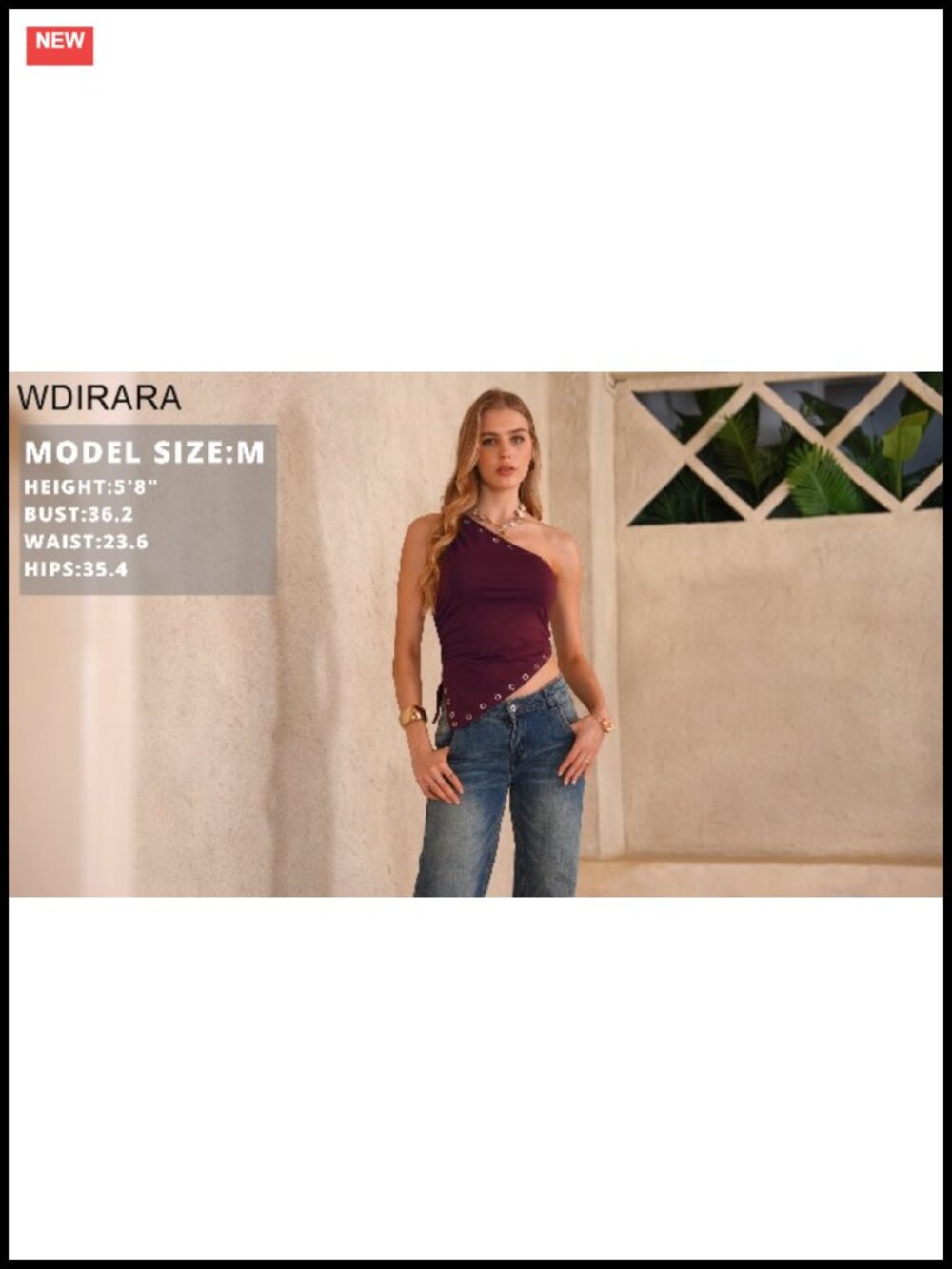 Women's One Shoulder Grommet Eyelet Tank Top Ruched Asymmetrical Sleeveless - Picture 6 of 6
